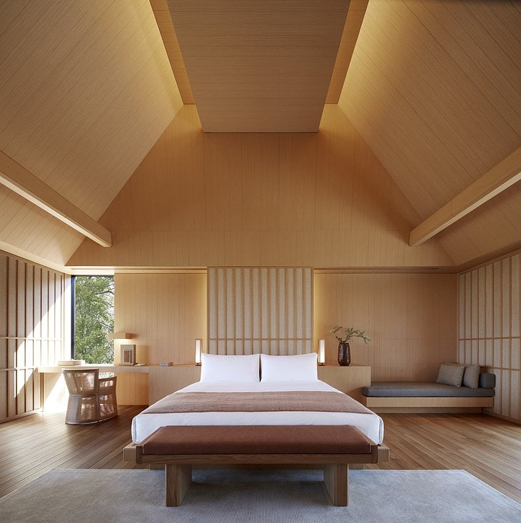 Amanemu Japanese villa bedroom in minimalist style